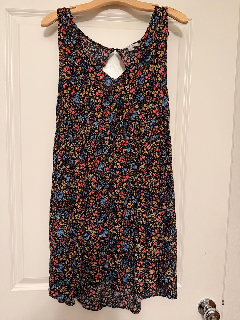 American Eagle Outfitters Black Floral Keyhole Tank Dress